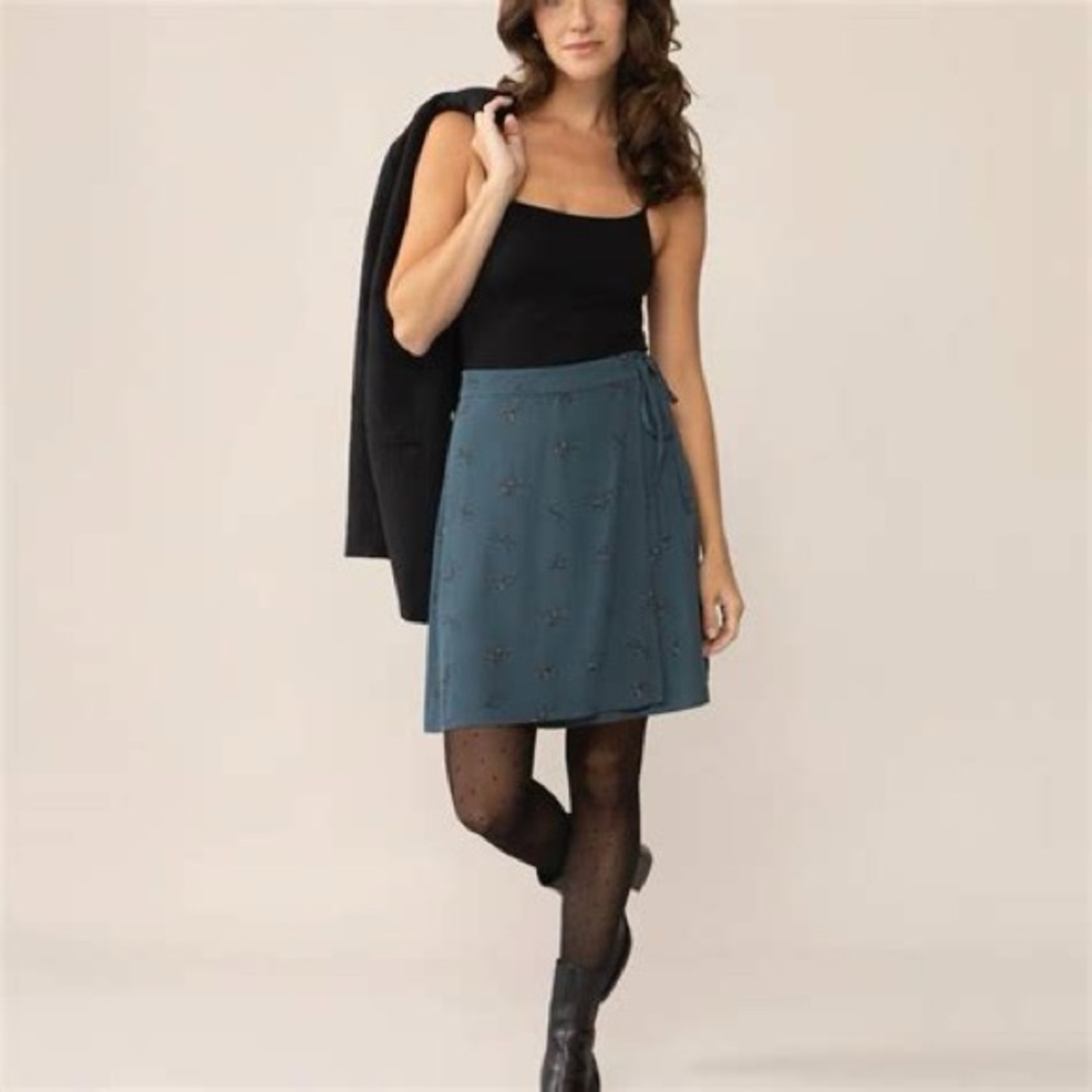 Naomi Teal Foliage Wrap Skirt